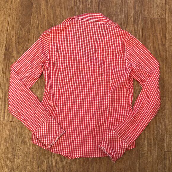 Lilly Pulitzer Red and White Gingham Plaid Long Sleeve Button Down Shirt Size 2 - Picture 10 of 15